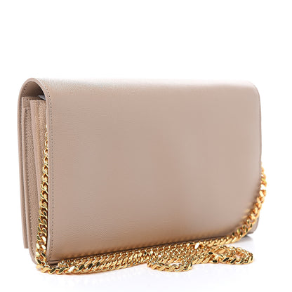 Saint Laurent Grain De Poudre Monogram Chain Wallet Dark Beige 3 of 10