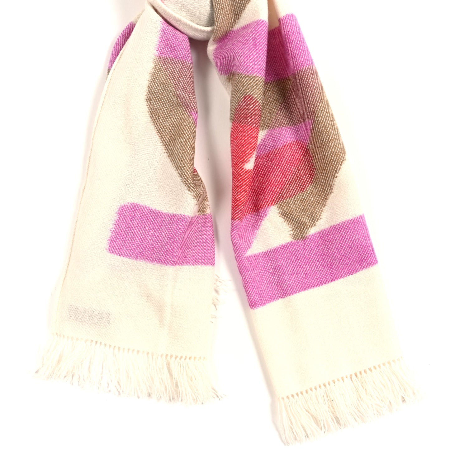Cashmere Ikat Zig Zag Muffler Ivory