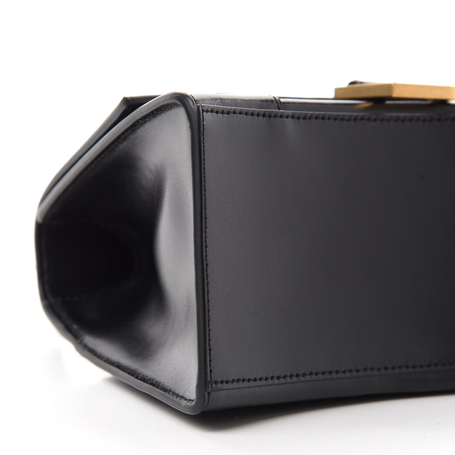 Shiny Box Calfskin Small Hourglass Top Handle Bag Black