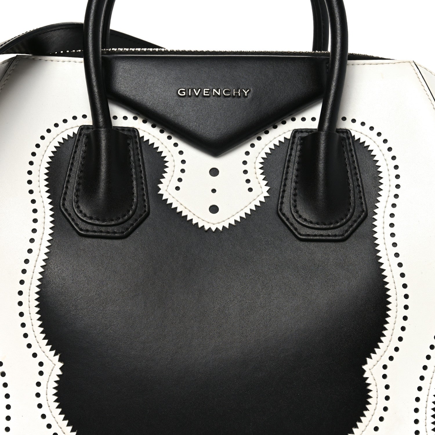 Givenchy Calfskin Brogue Medium Antigona Black White 8 of 10