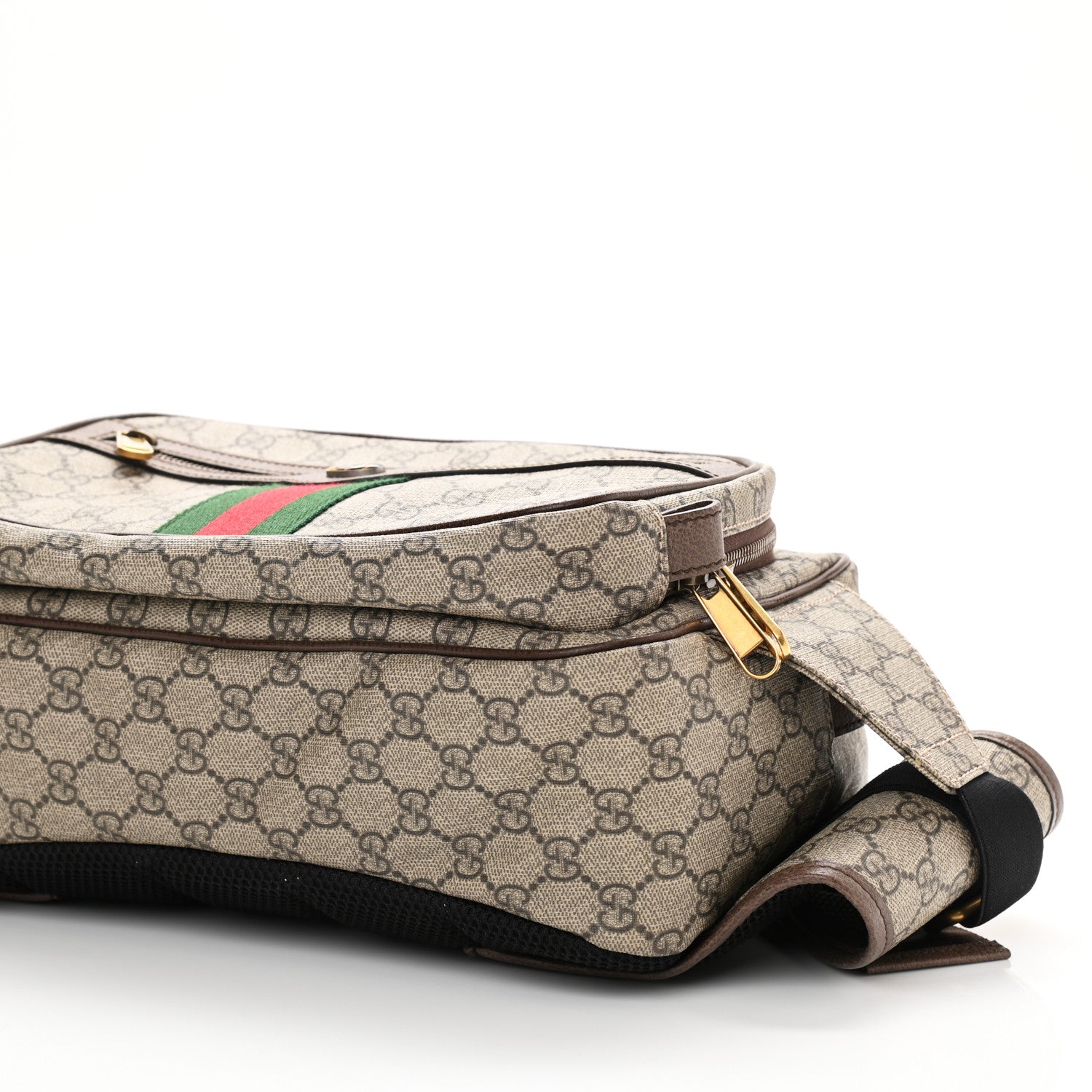 Gucci Soft GG Supreme Monogram Textured Dollar Calfskin Web Ophidia Pouch Pocket Belt Bag 95 38 Beige Ebony New Acero Black 10 of 10