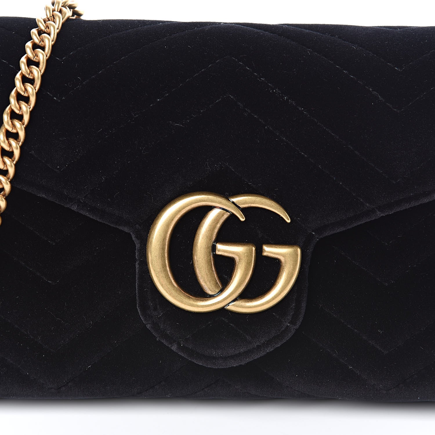 Gucci Velvet Matelasse GG Marmont Chain Wallet Black 10 of 11
