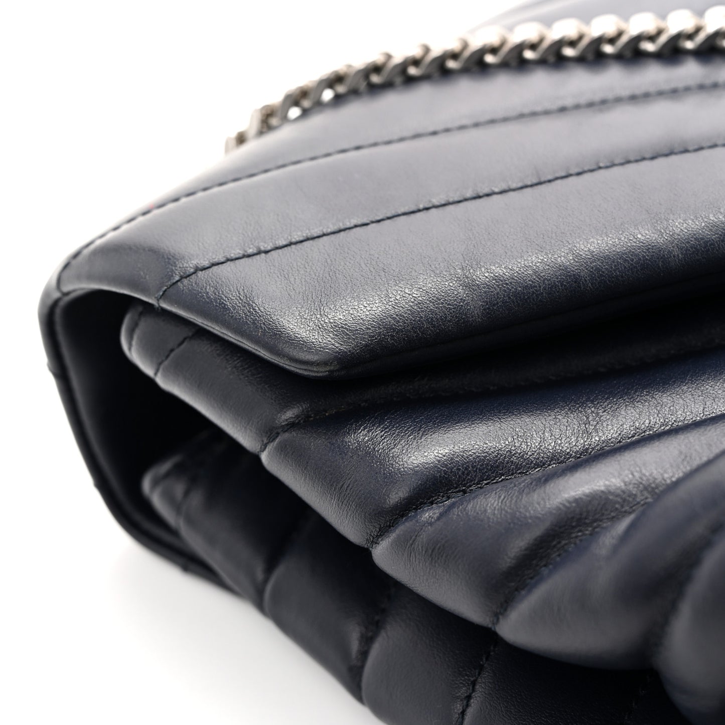 Calfskin Y Quilted Monogram Medium Loulou Chain Satchel Medium Blue