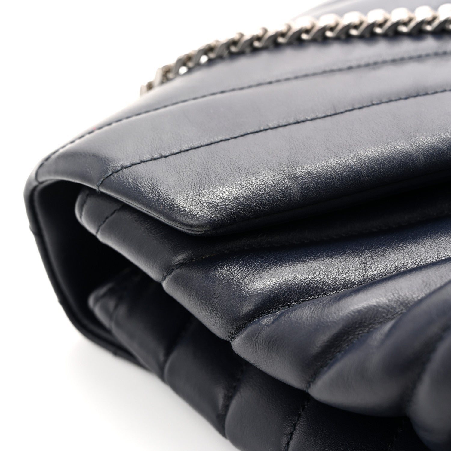 Saint Laurent Calfskin Y Quilted Monogram Medium Loulou Chain Satchel Medium Blue 12 of 14