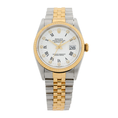Rolex Stainless Steel 18K Yellow Gold Diamond 36mm Oyster Perpetual Datejust Watch White Roman 16233 1 of 4