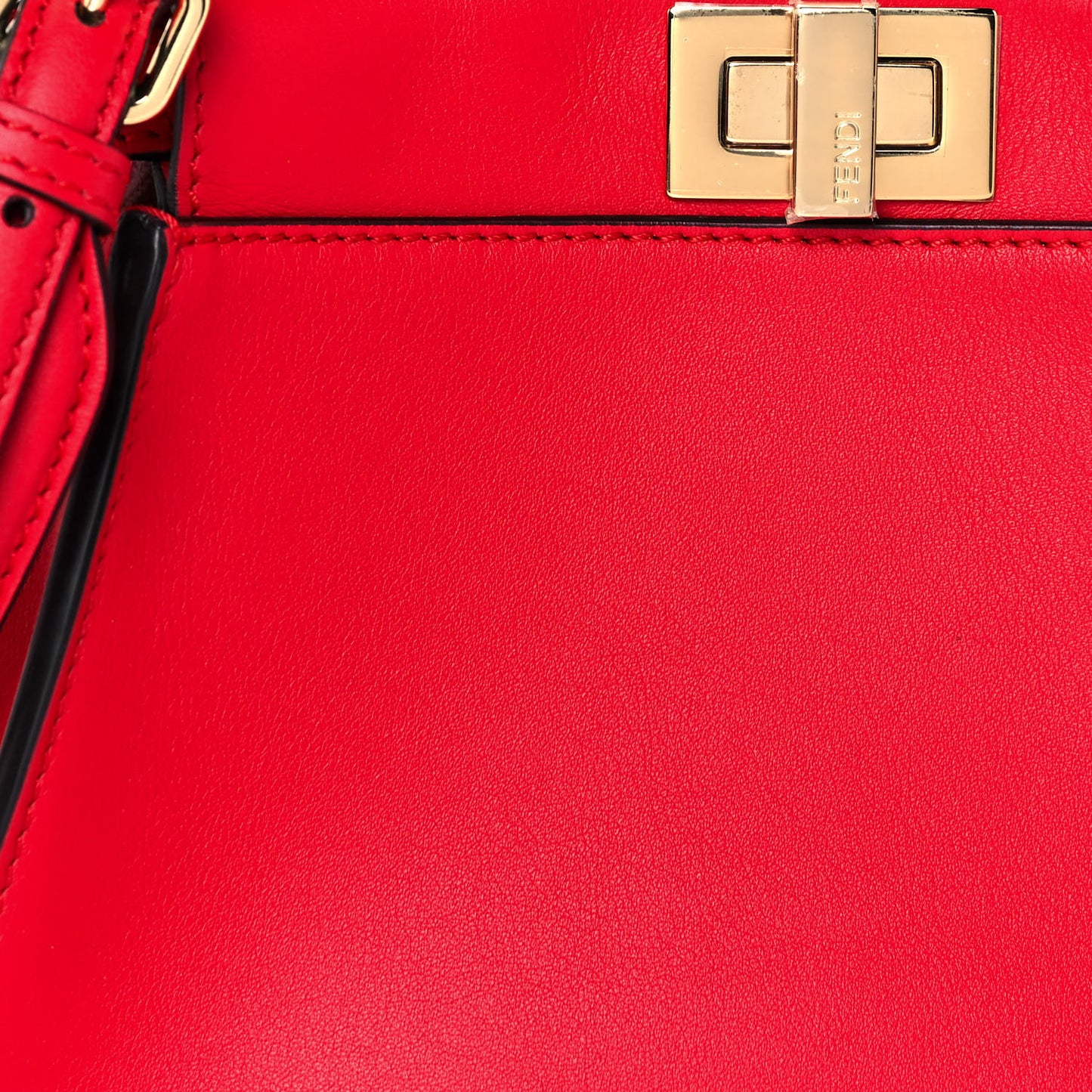 Vitello Seta Canvas FF Embroidered Mini Peekaboo Iconic Satchel Rosso Cardinale Multicolor