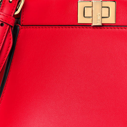 Fendi Vitello Seta Canvas FF Embroidered Mini Peekaboo Iconic Satchel Rosso Cardinale Multicolor 13 of 14