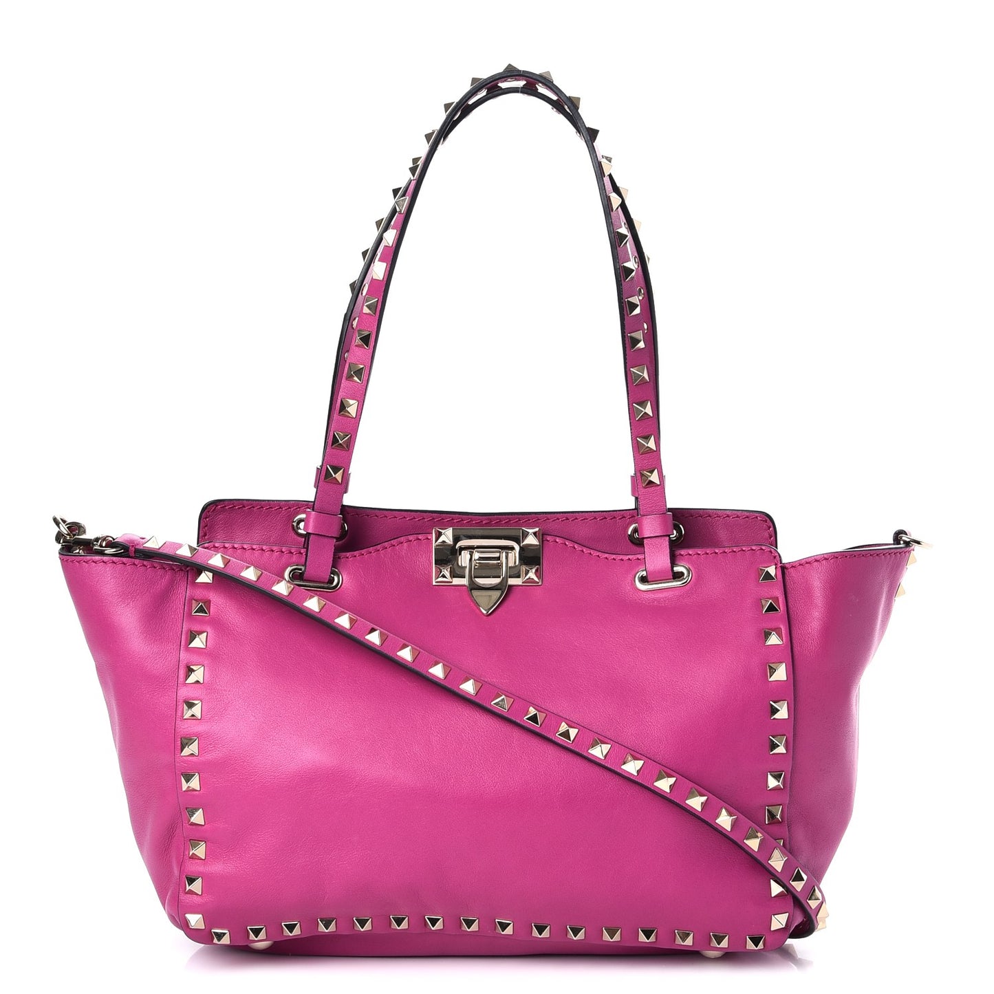 Vitello Mini Rockstud Tote Fuxia