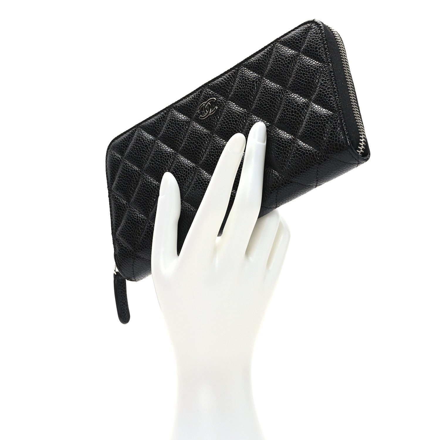 Chanel Caviar Quilted Large Gusset Zip Around Wallet Black 2 of 8