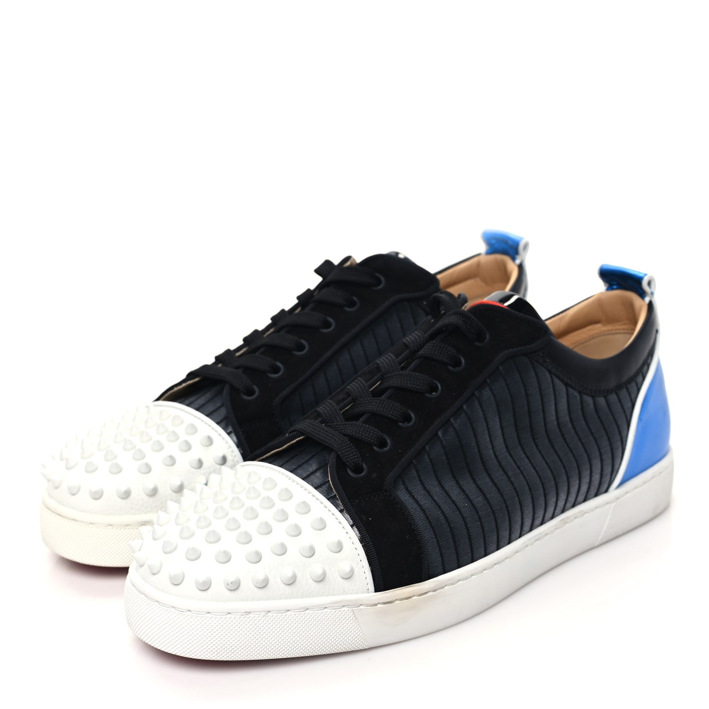 Metallic Calfskin Jacquard Mens Louis Junior Spikes Orlato Flat Sneakers 44.5 Multicolor
