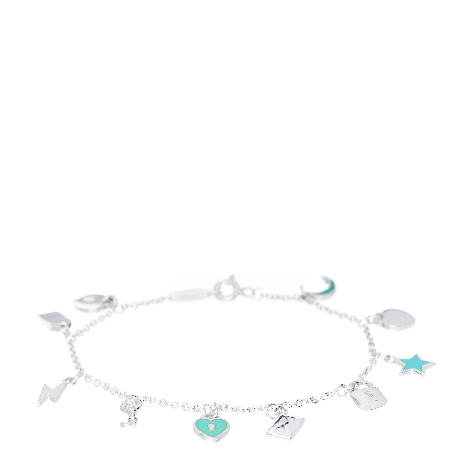 Tiffany Sterling Silver Enamel Love Notes Charm Bracelet Blue 1 of 4