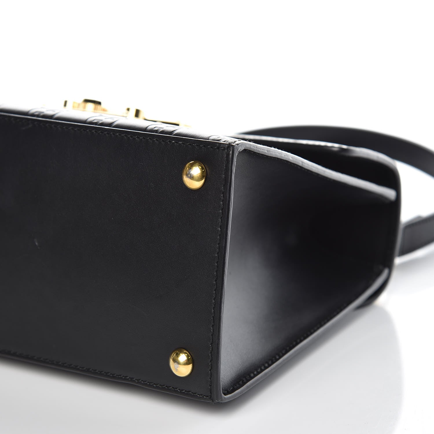 Gucci Guccissima Signature Small Padlock Top Handle Bag Black 9 of 10