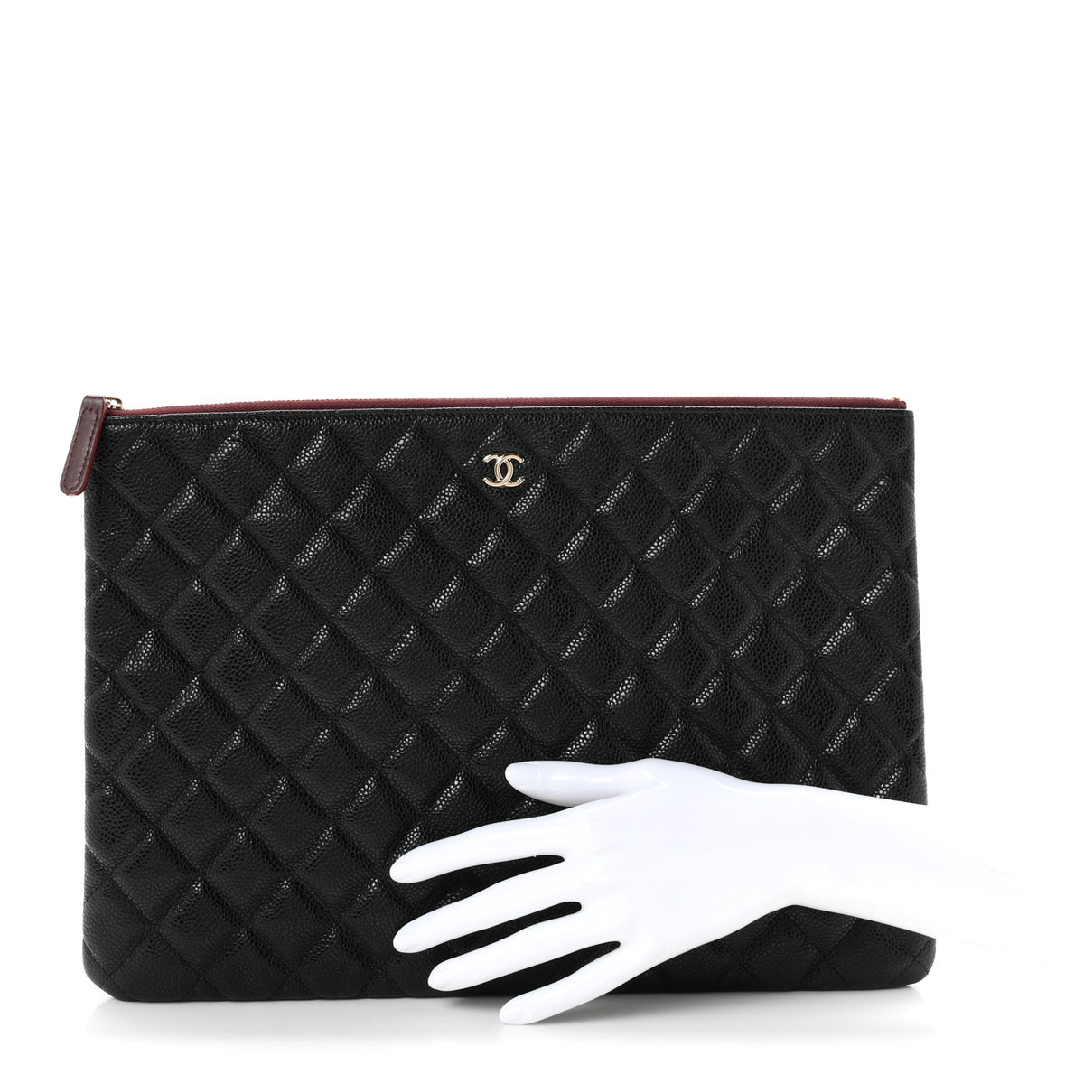 Caviar Quilted Large Cosmetic Case Black