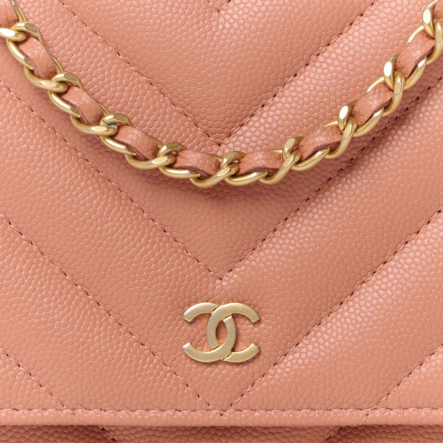 Chanel Calfskin Chevron Quilted Wallet On Chain WOC Dark Pink 10 of 12