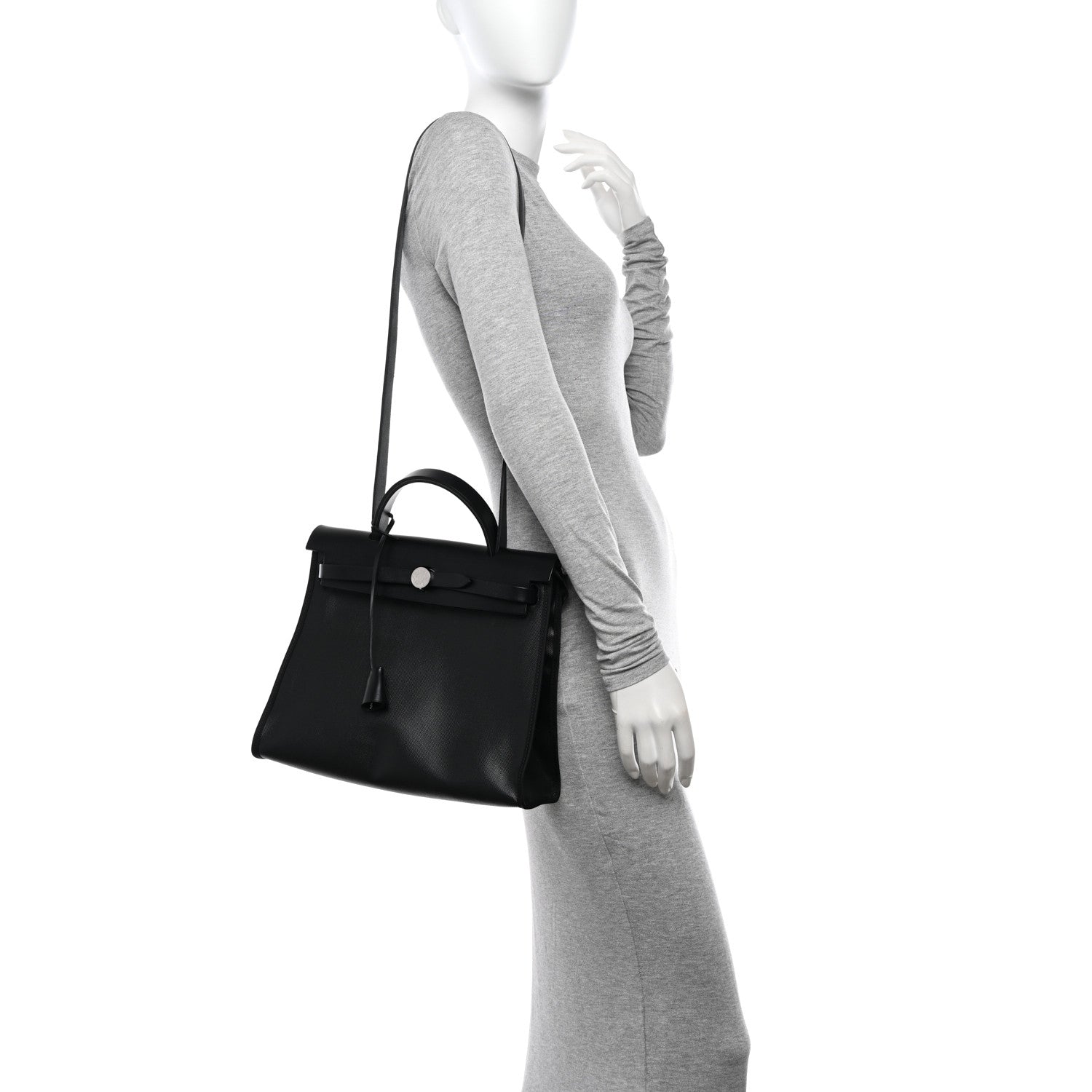 Hermes Toile H Berline Vache Hunter Herbag Zip PM 31 Black Ecru 2 of 13