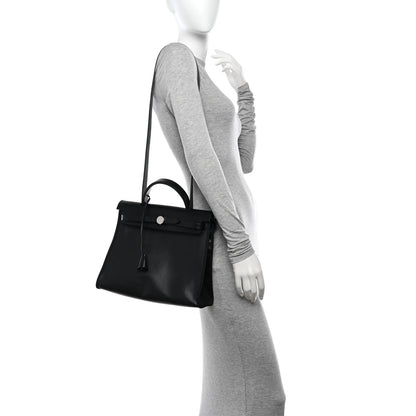 Hermes Toile H Berline Vache Hunter Herbag Zip PM 31 Black Ecru 2 of 13