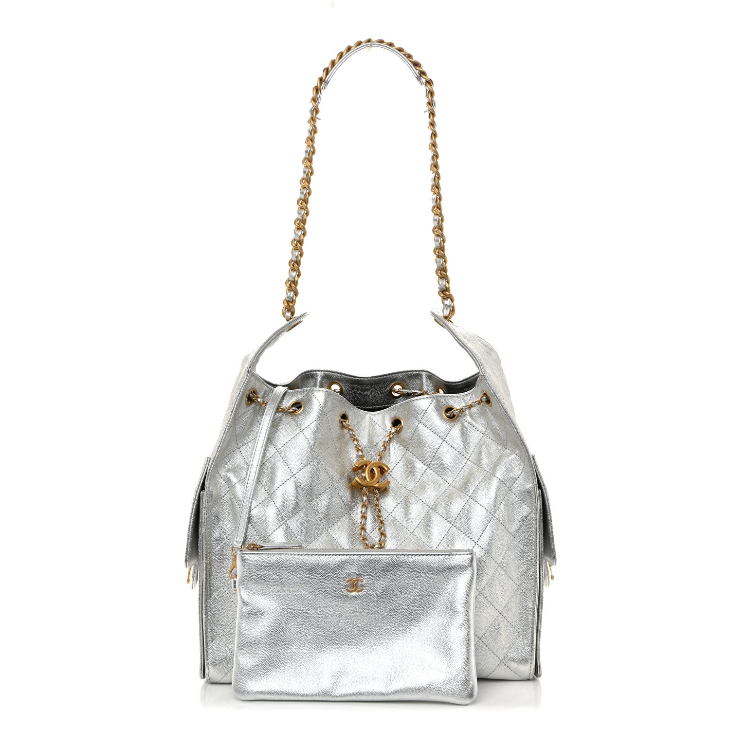 Chanel Metallic Caviar Quilted Medium Chanel 25 Handbag Silver 3 of 11