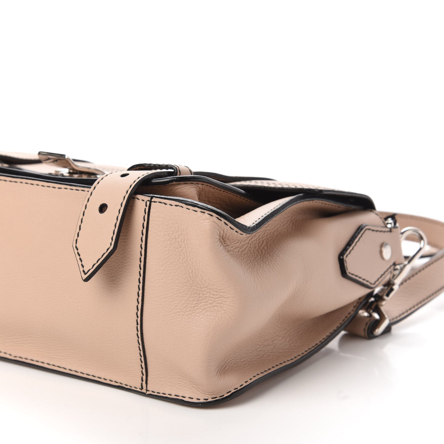 Grained Calfskin Medium Contrast Stitch PS1 Satchel Sand