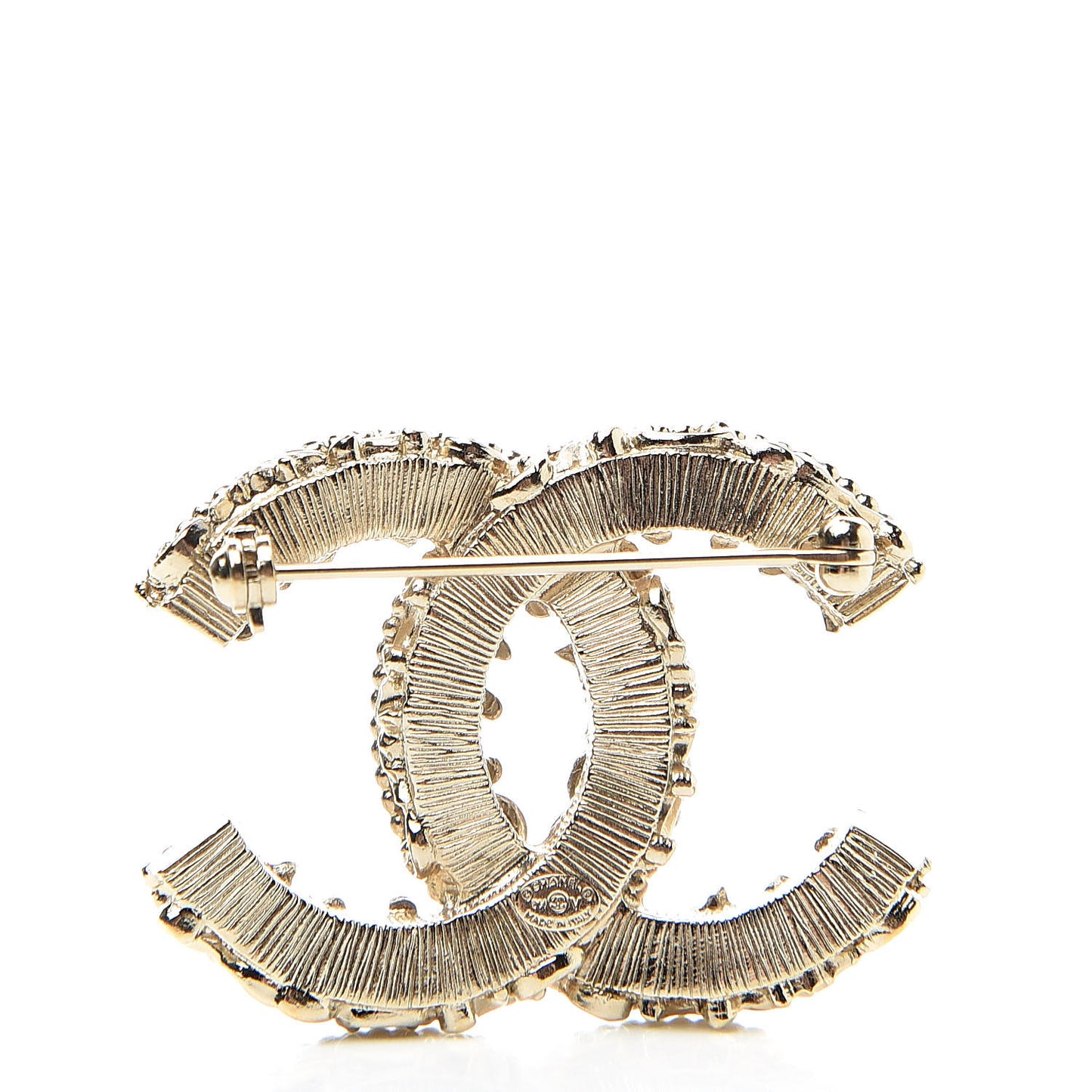 Enamel CC Baroque Brooch Black Gold