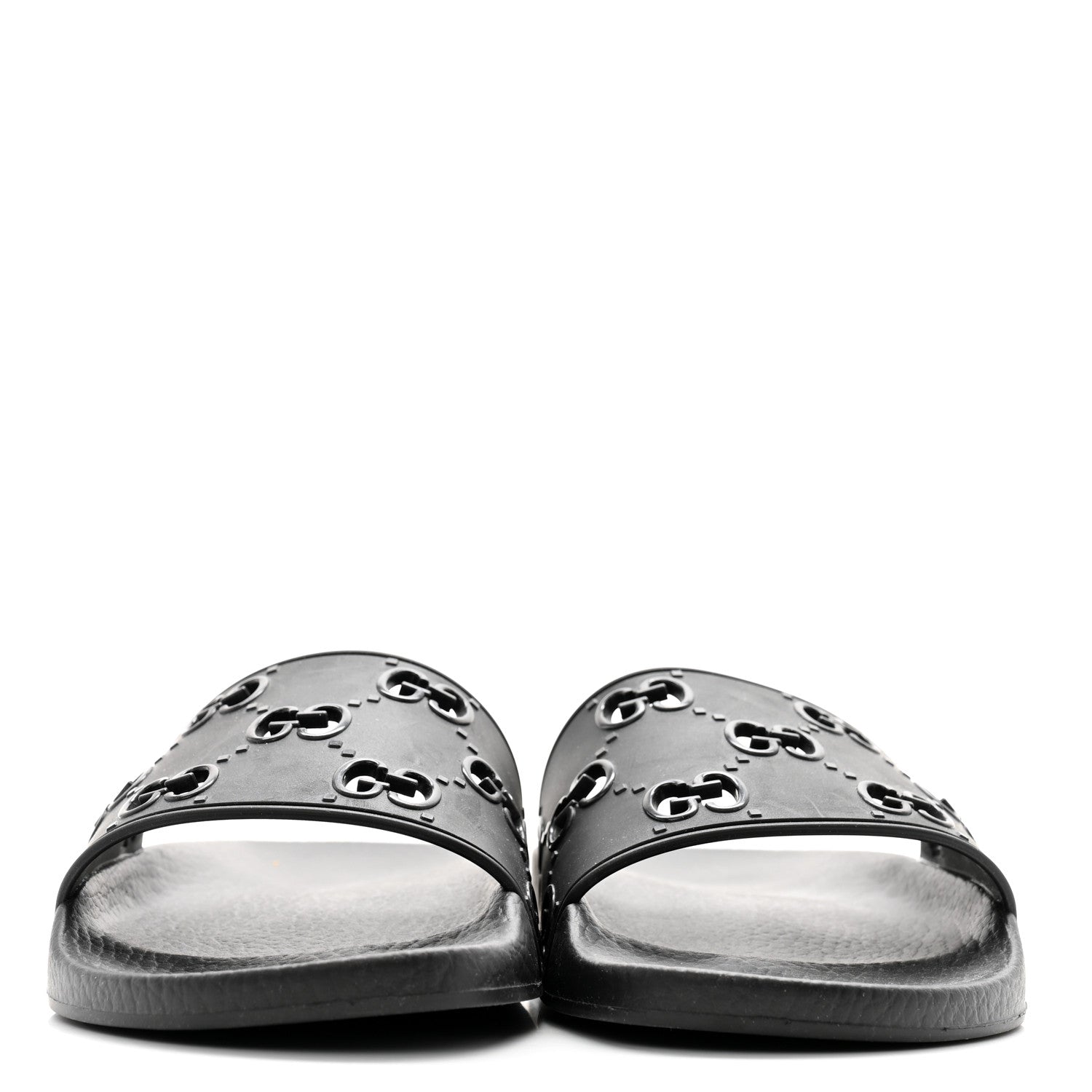 Gucci Rubber GG Monogram Perforated Womens Slide Sandals 40 Black 2 of 10