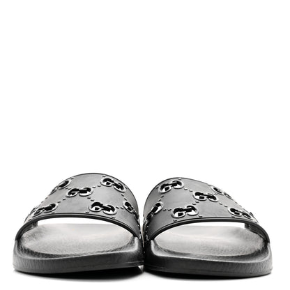 Gucci Rubber GG Monogram Perforated Womens Slide Sandals 40 Black 2 of 10