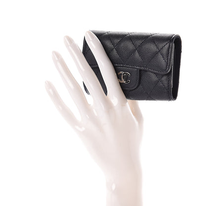 Chanel Caviar Quilted Classic 4 Key Holder Wallet Blue 2 of 9