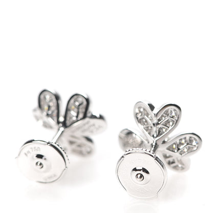 Van Cleef & Arpels 18K White Gold Diamond Mini Frivole Pave Earrings 3 of 4