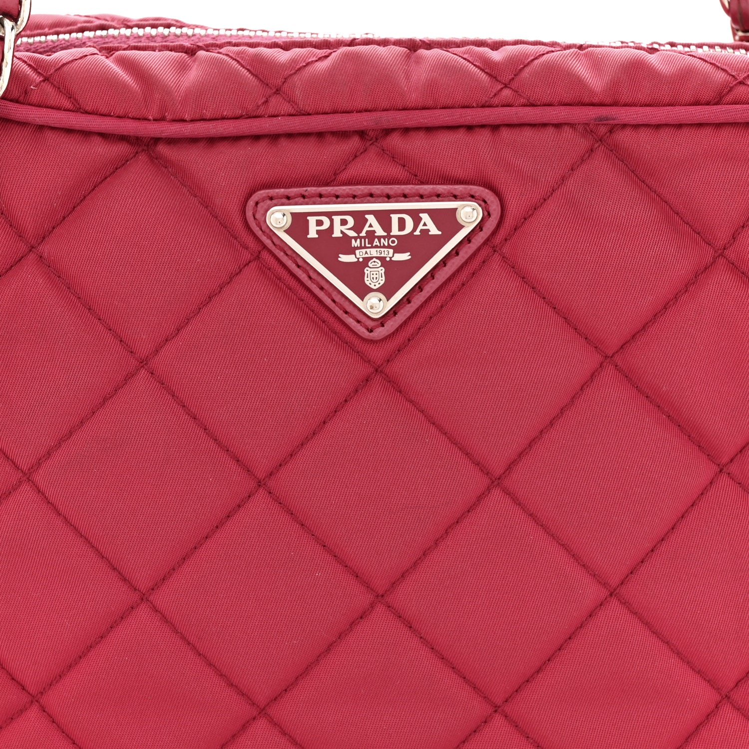 Prada Nylon Tessuto Impuntu Quilted Chain Crossbody Ibisco 8 of 12