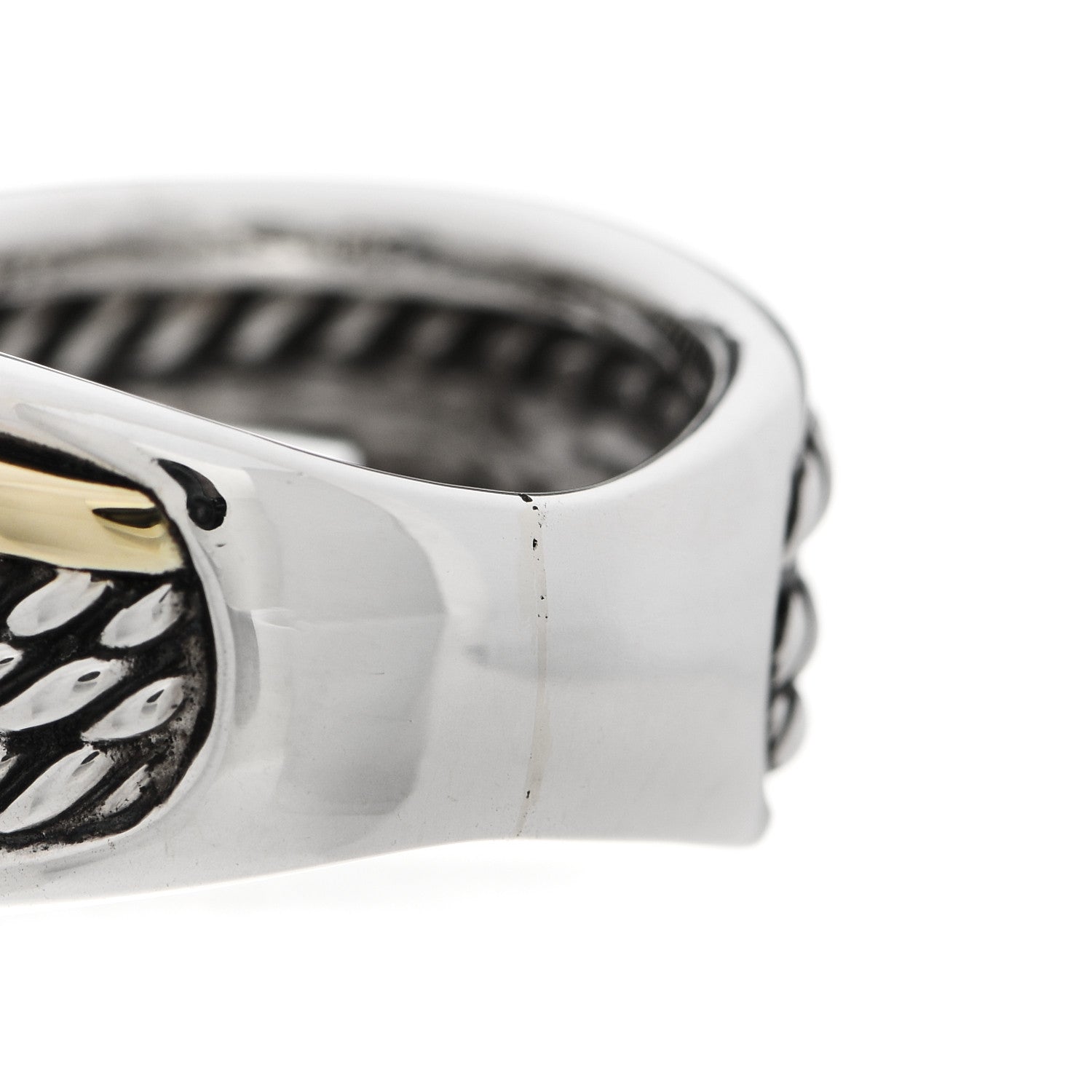 David Yurman Sterling Silver 14K Yellow Gold Narrow Crossover Ring 52 6 3 of 5