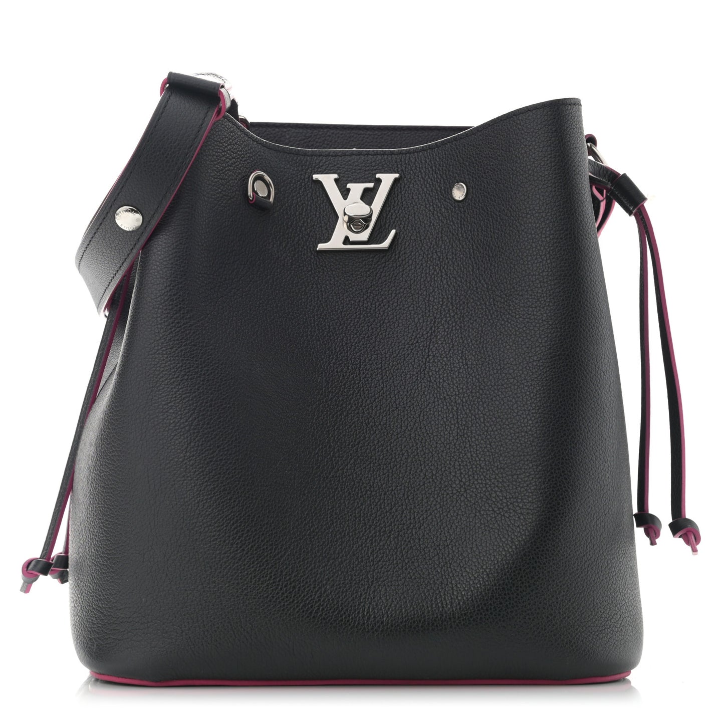 Calfskin Lockme Bucket Black