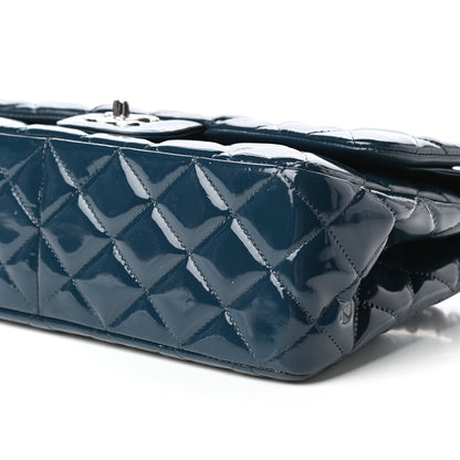 Chanel Patent Quilted Jumbo Double Flap Blue 10 of 10