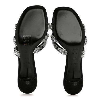 Louis Vuitton Monogram Crystal Velvet High Heel Mules 37 Black 6 of 10