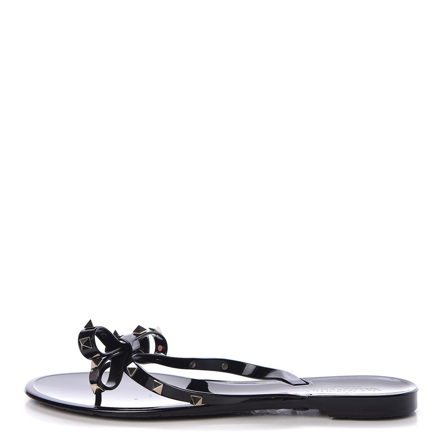 PVC Jelly Rockstud Bow Thong Sandals 41 Black