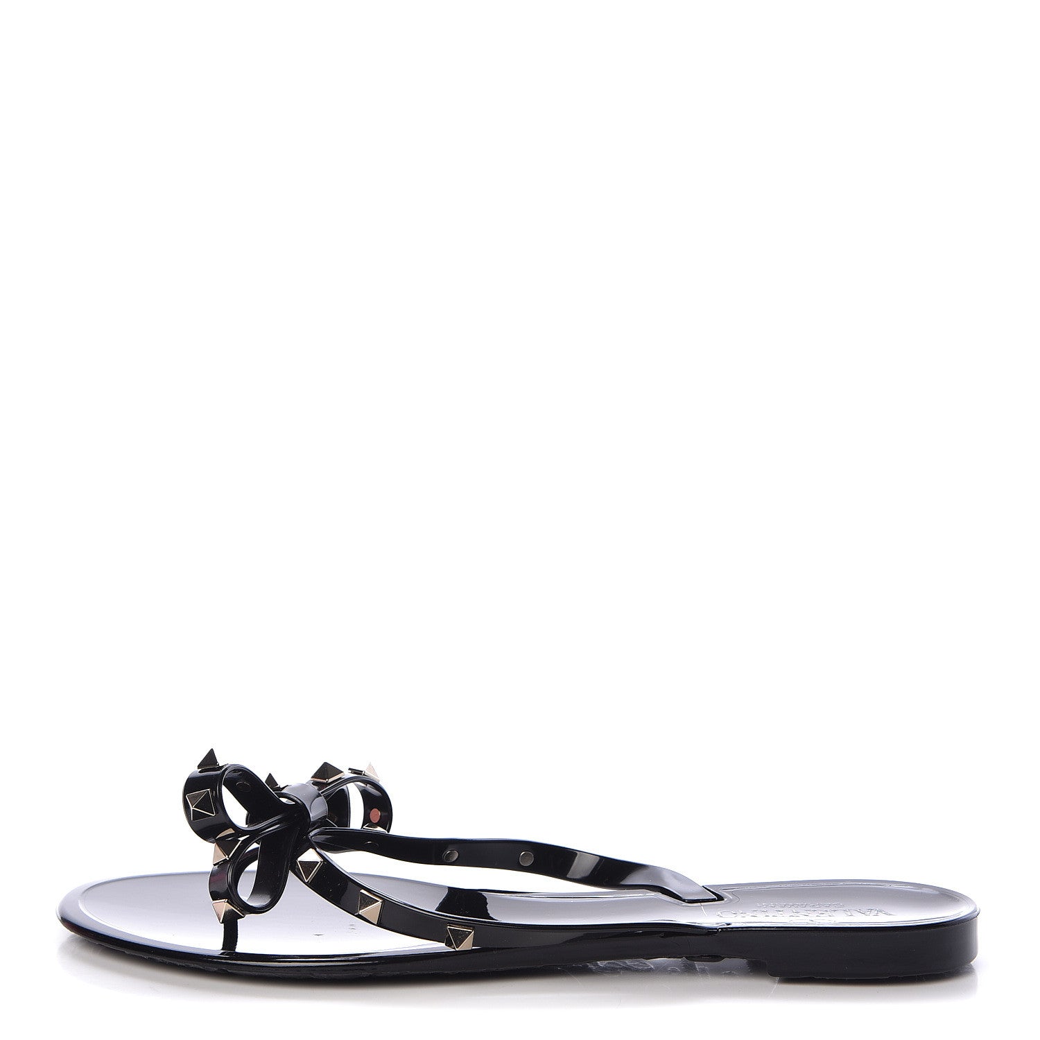 Valentino Garavani PVC Jelly Rockstud Bow Thong Sandals 41 Black 1 of 10