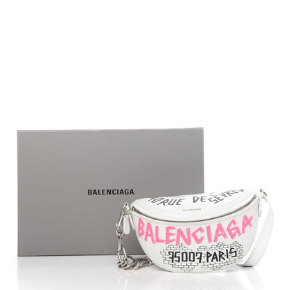 Balenciaga Agneau Arena Graffiti All Over XXS Souvenir Belt Bag White Multicolor 11 of 11