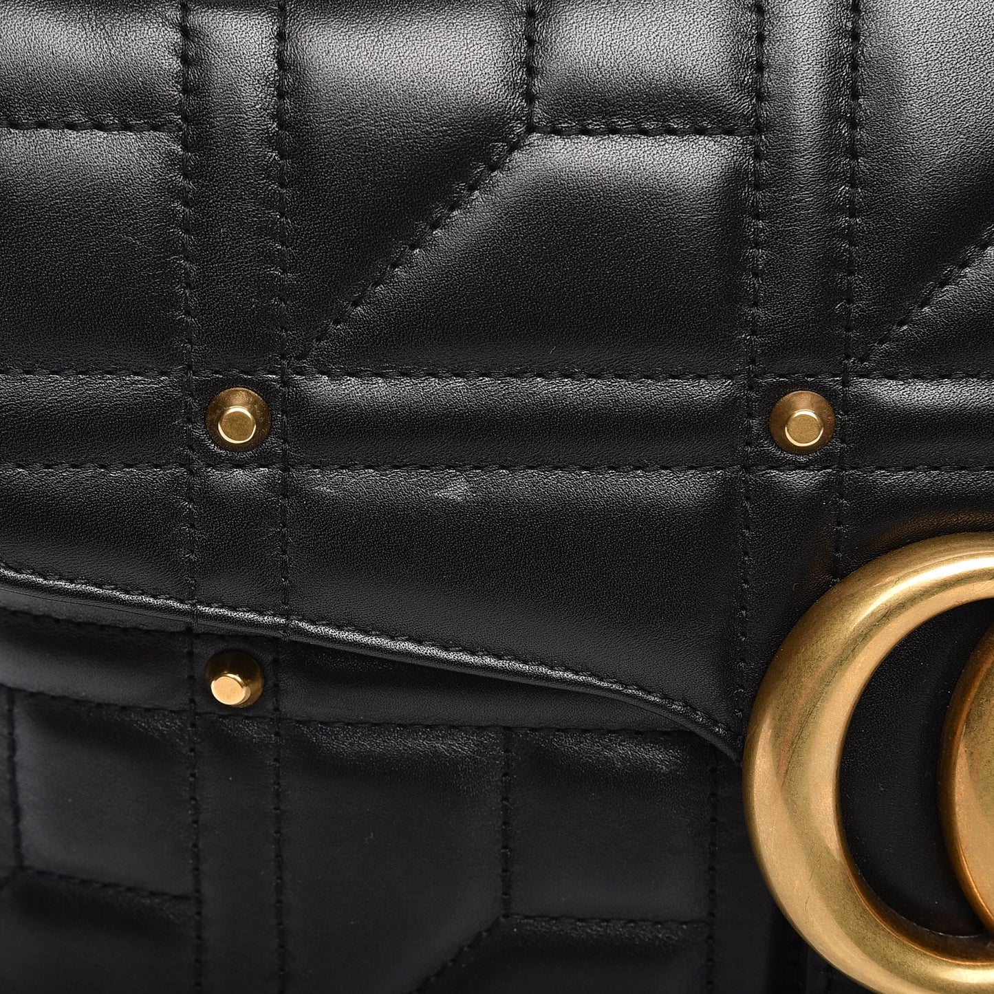 Calfskin Matelasse Studded Medium GG Marmont Shoulder Bag Black