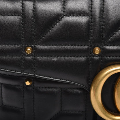 Gucci Calfskin Matelasse Studded Medium GG Marmont Shoulder Bag Black 8 of 8