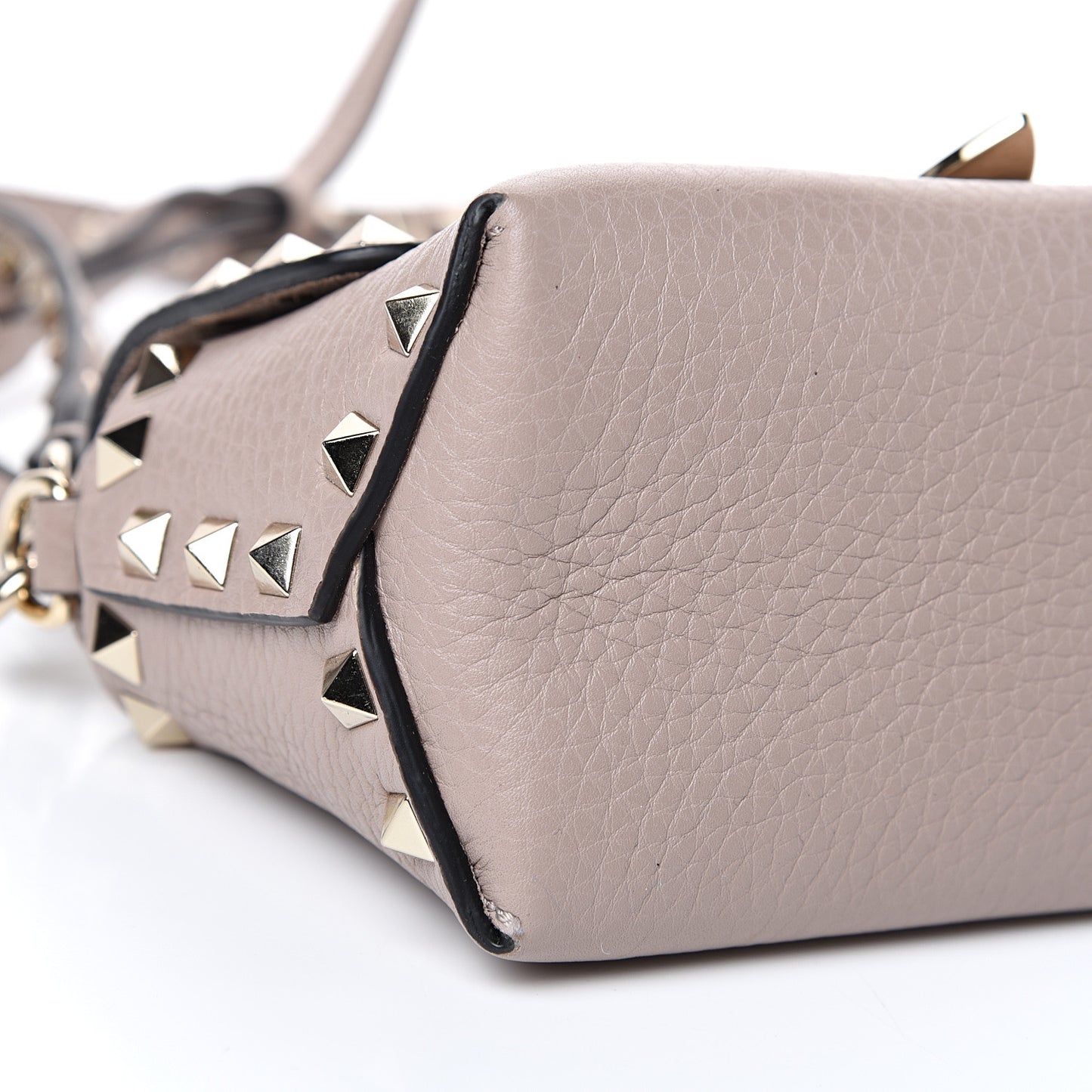 Pebbled Calfskin Mini Rockstud Crossbody Bag Poudre