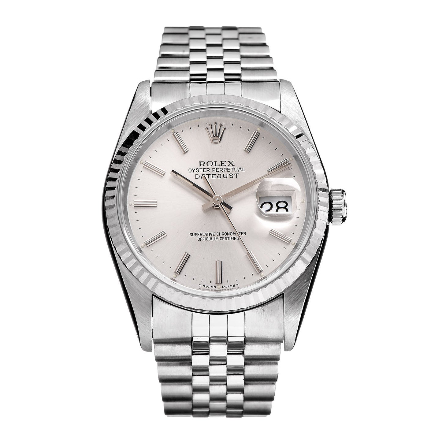 Stainless Steel 18K White Gold 36mm Oyster Perpetual Datejust Watch Silver 16234