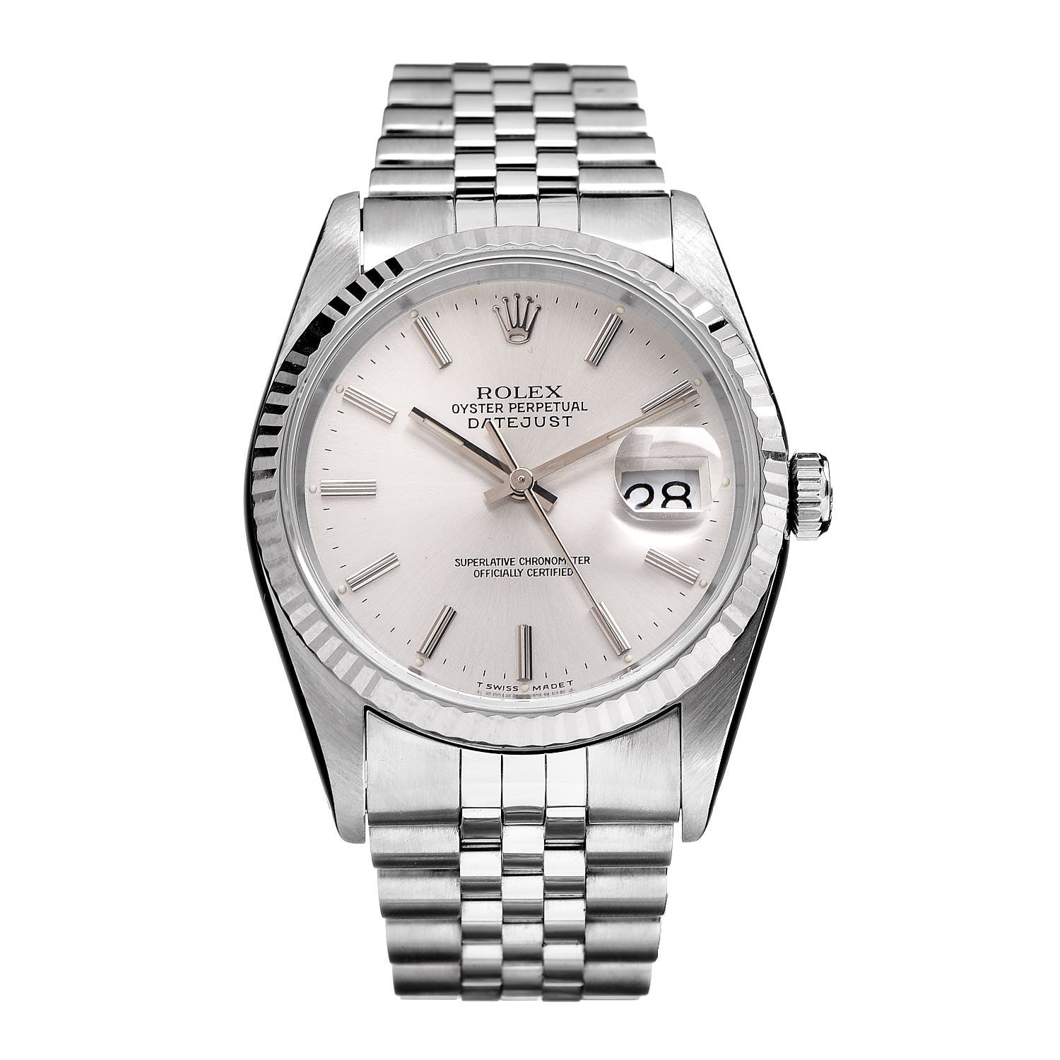 Rolex Stainless Steel 18K White Gold 36mm Oyster Perpetual Datejust Watch Silver 16234 1 of 7