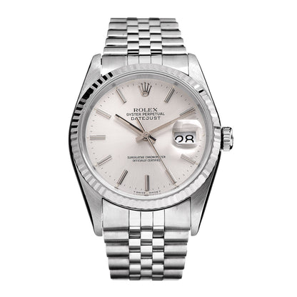 Rolex Stainless Steel 18K White Gold 36mm Oyster Perpetual Datejust Watch Silver 16234 1 of 7