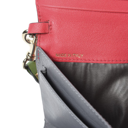 Valentino Garavani Vitello Colorblock Rockstud Wallet On Strap Deep Rose Green Grey Scarlet 9 of 11