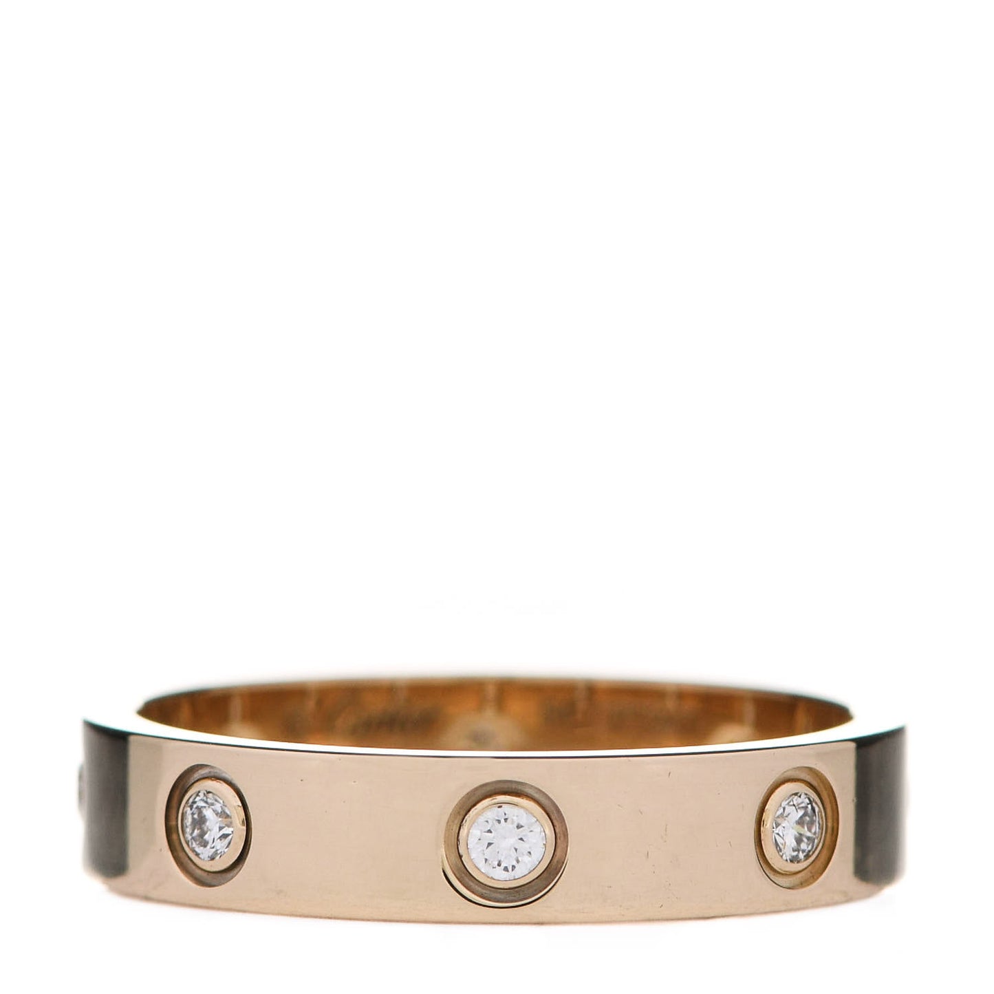 18K Yellow Gold 8 Diamond 4mm LOVE Wedding Band Ring 54 6.75