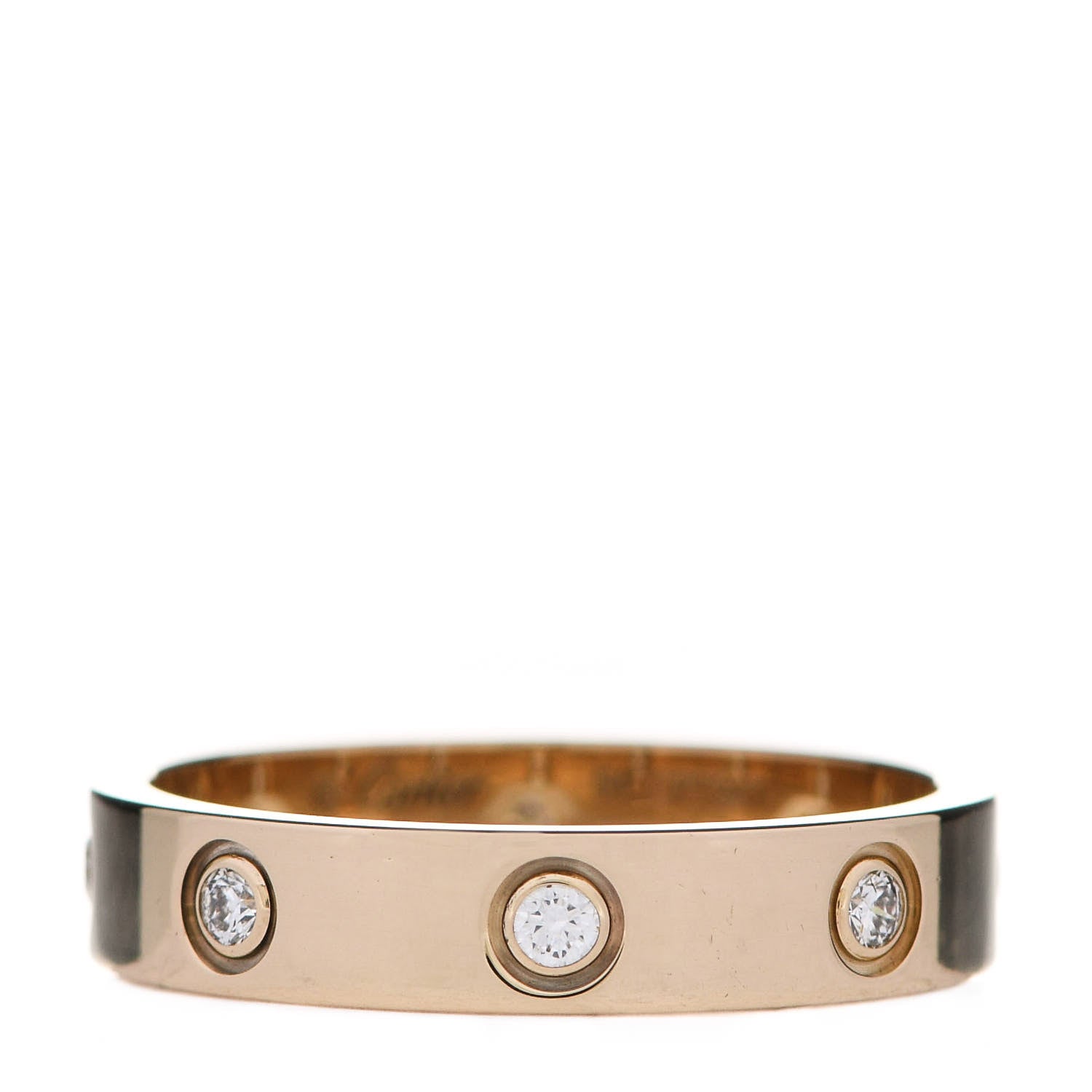 Cartier 18K Yellow Gold 8 Diamond 4mm LOVE Wedding Band Ring 54 6.75 1 of 4