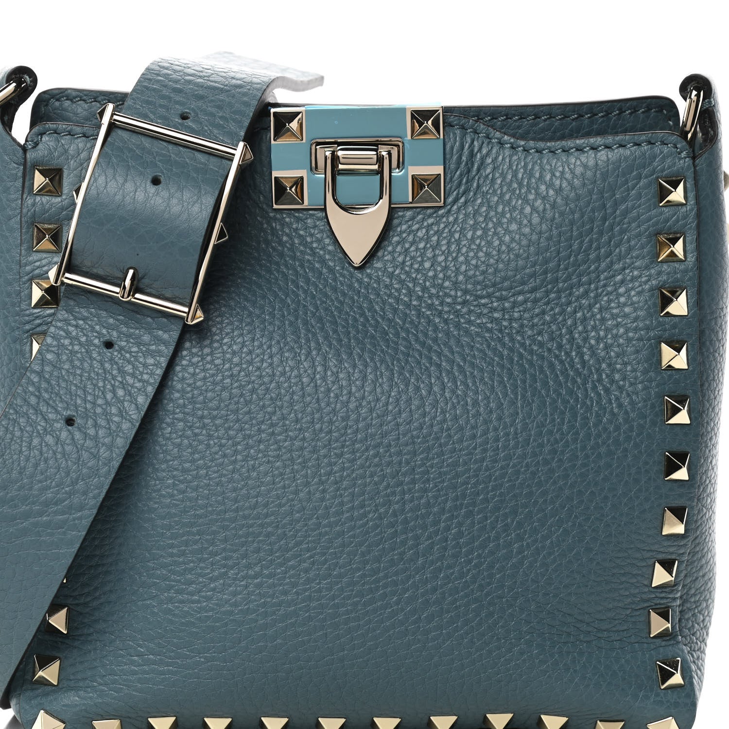 Valentino Garavani Pebbled Calfskin Mini Rockstud Flip-Lock Messenger Bag Amadeus 8 of 14
