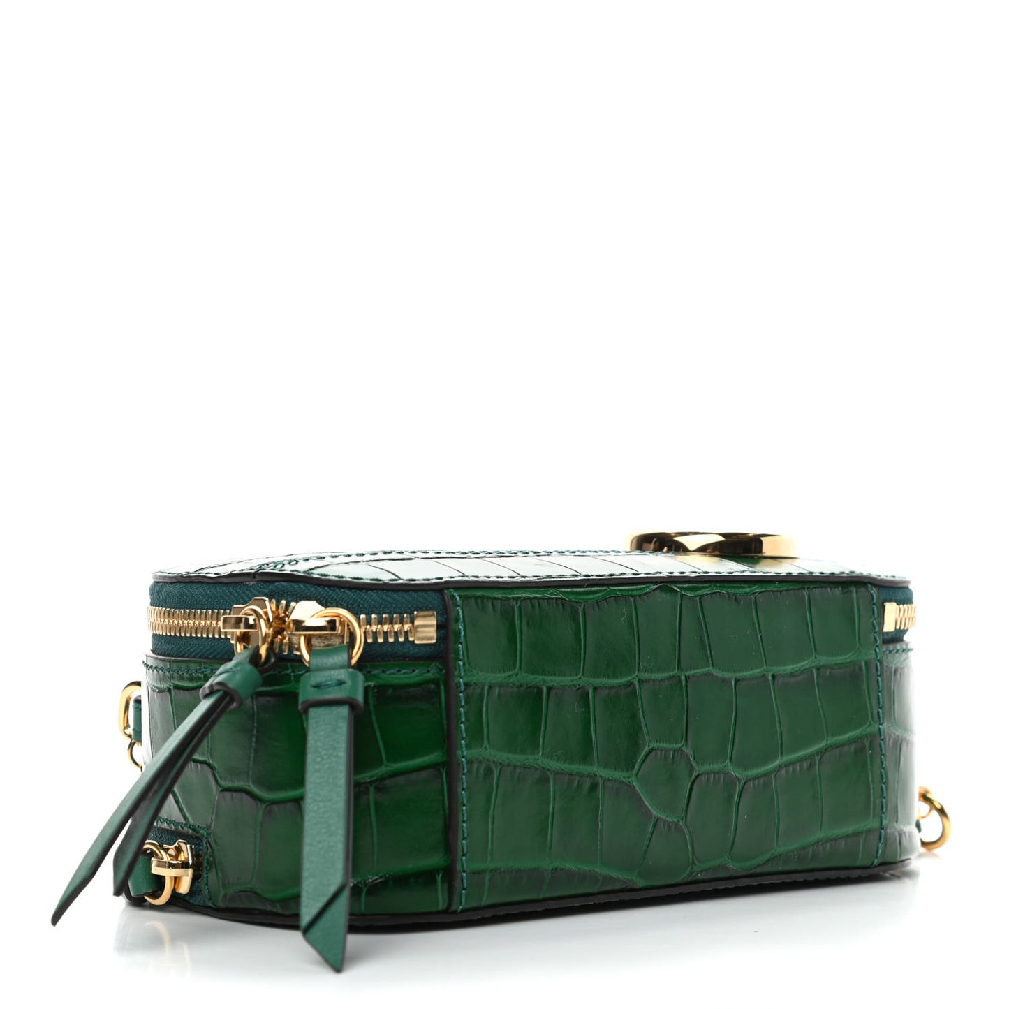 Calfskin Crocodile Embossed Mini C Vanity Bag Woodsy Green