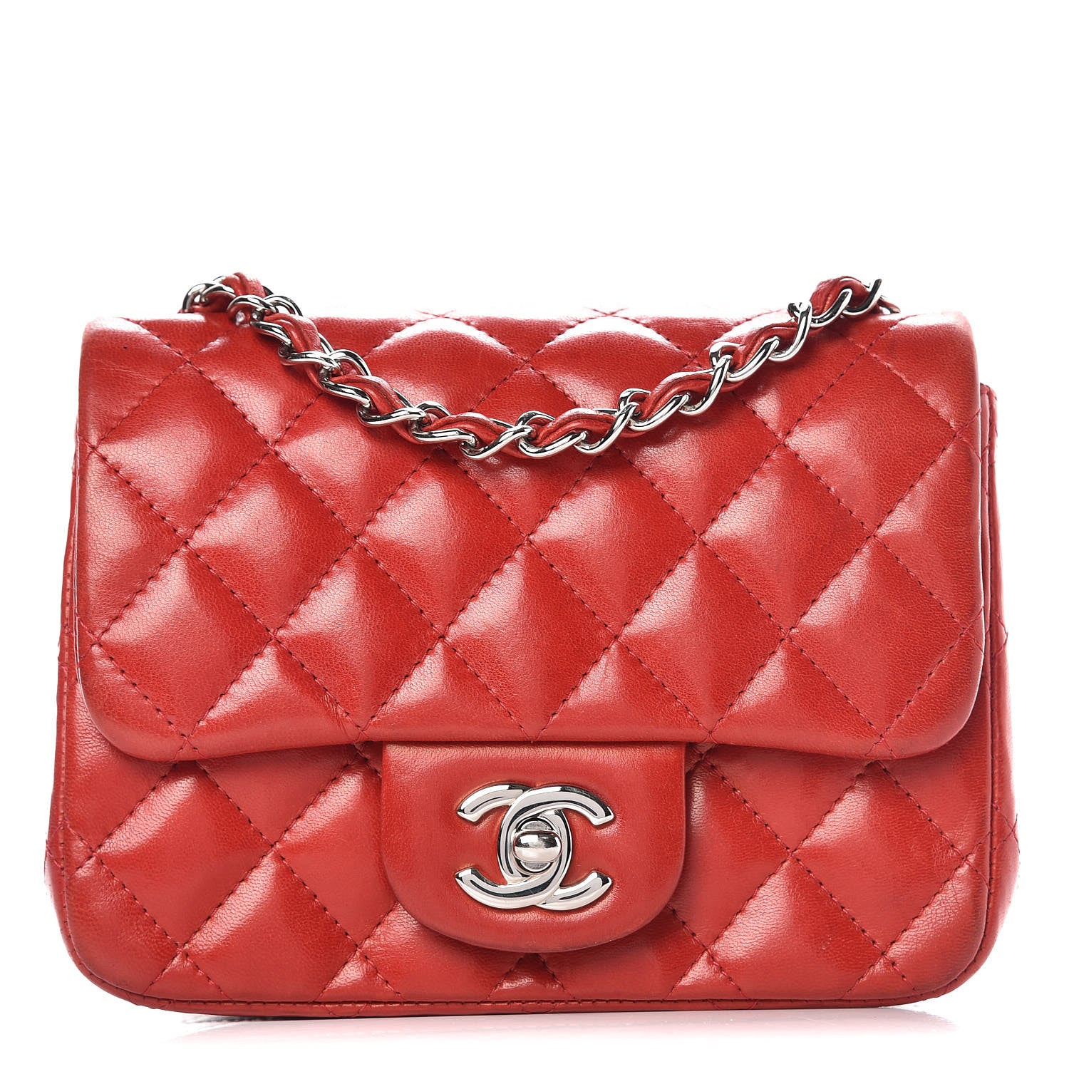 Chanel Lambskin Quilted Mini Square Flap Red 1 of 14
