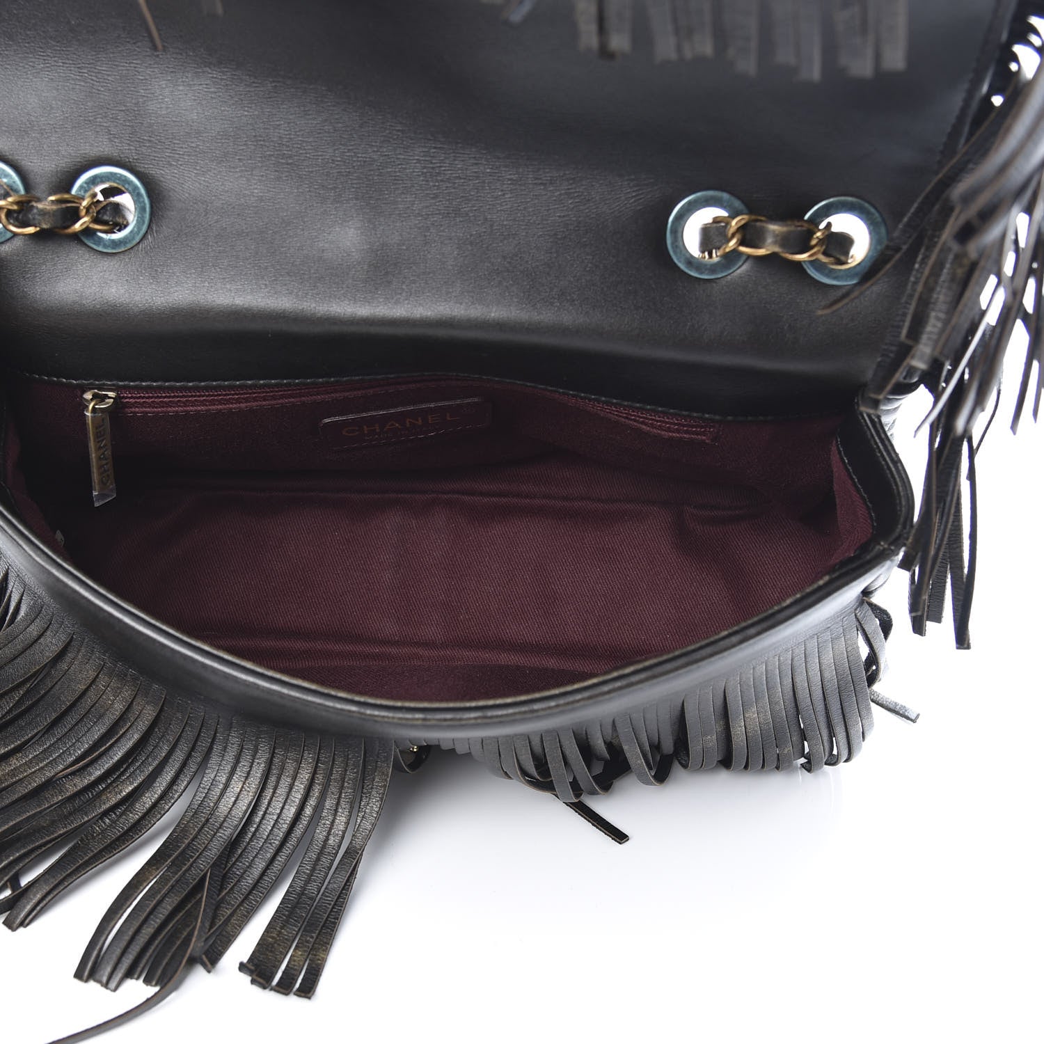 Chanel Metallic Calfskin Quilted Large Into The Fringe Flap Black 5 of 11