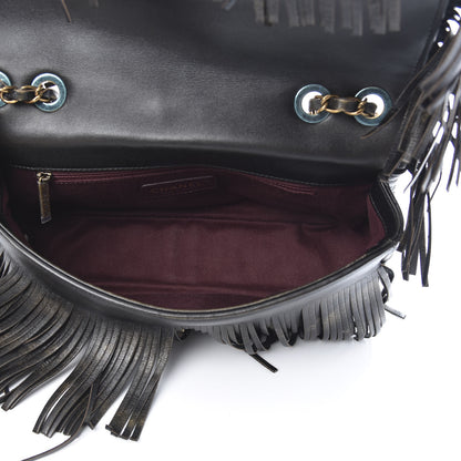 Chanel Metallic Calfskin Quilted Large Into The Fringe Flap Black 5 of 11