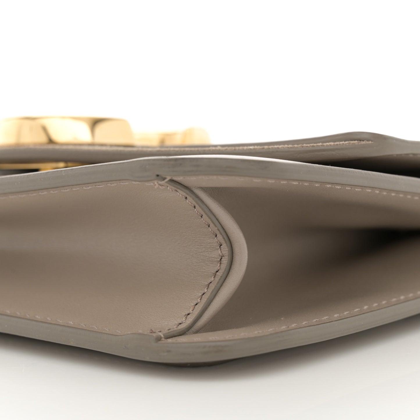 Calfskin Suede C Clutch With Chain Motty Grey